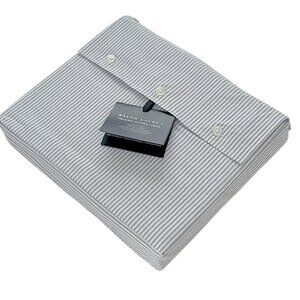 NEW $245 Ralph Lauren Organic Oxford Stripe King Sheet! King  Flat  Blue & White